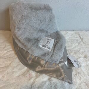Little Giraffe Luxe Silver Grey Faux Fur Baby Blanket with Satin Border NWT